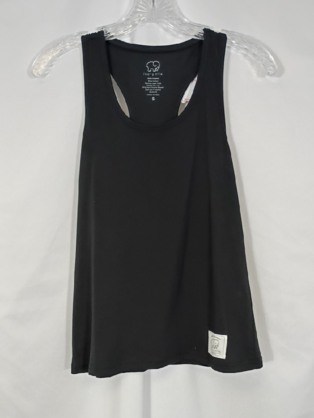 NWT Ivory Ella Women’s Black Racerback Tank Top Organic Pima Cotton Size Small